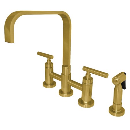 Kingston Brass Manhattan 2-Handle Kitchen Faucet W/Brass Side Sprayer, Brass KS8257CMLBS